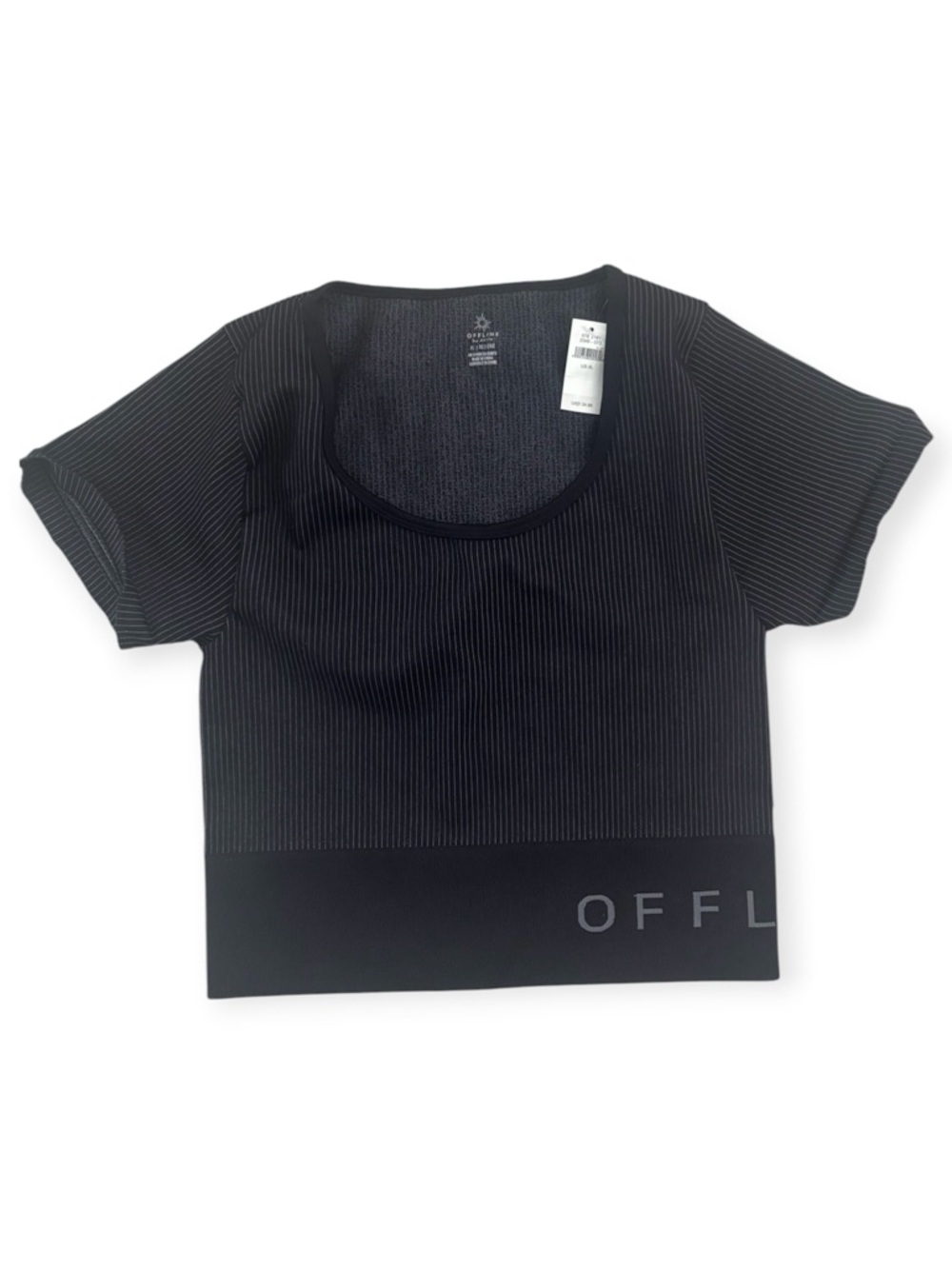 OFFLINE BY AERIE Womens Size various Sidewalk Seamless Cropped Black Striped NWT